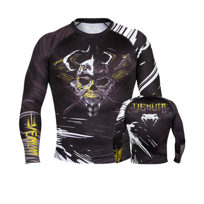 Boxing Shirt Muay Thai Tight Long Sleeve Fitness Training Combat Running Fighting T-Shirt Martial Arts Sportswear Venom Top