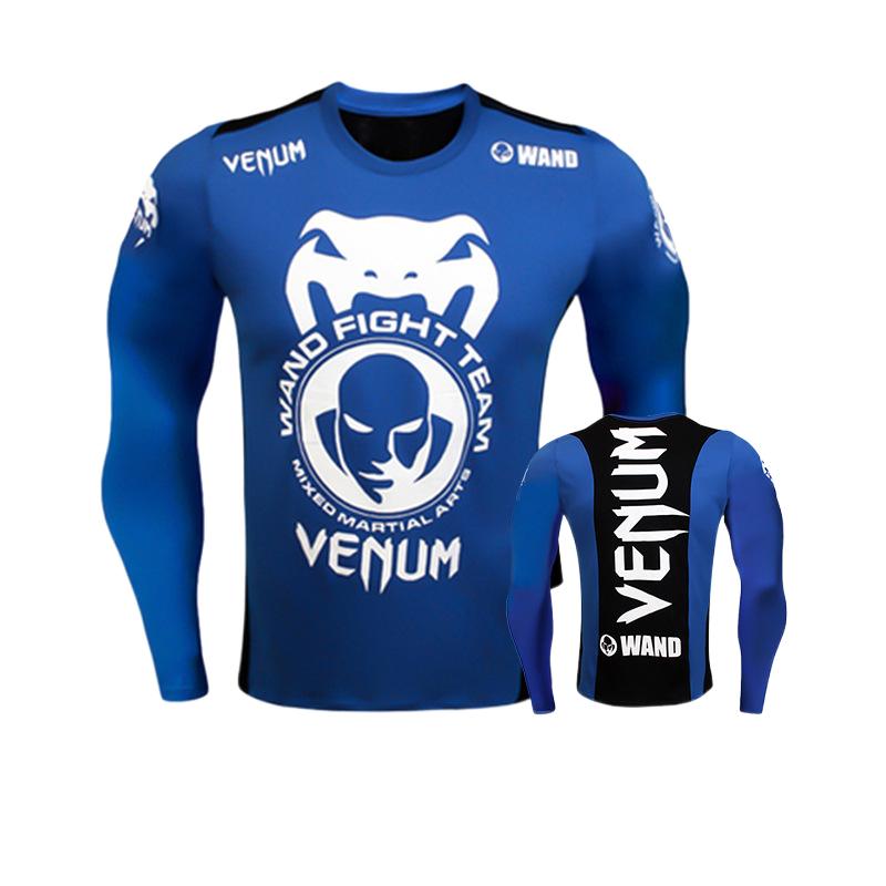 Boxing Shirt Muay Thai Tight Long Sleeve Fitness Training Combat Running Fighting T-Shirt Martial Arts Sportswear Venom Top