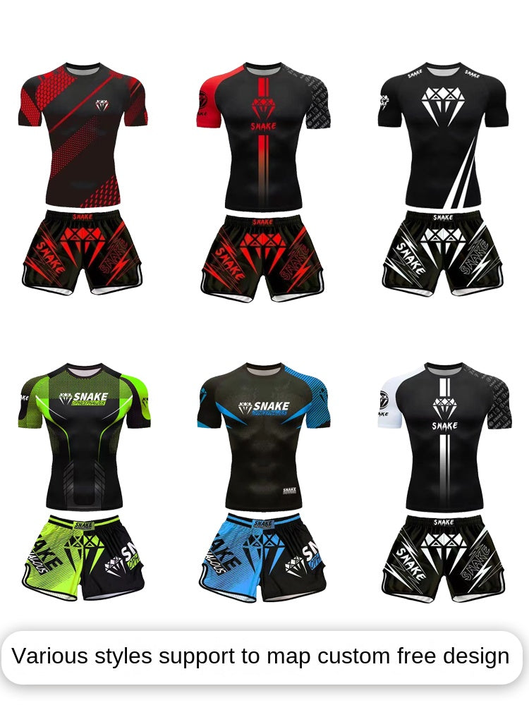 Free Boxing Clothes Two-Piece Suit Customized Muay Thai Shorts Children's Sanda Fighting UFC Training Wear MMA Boxing Shorts