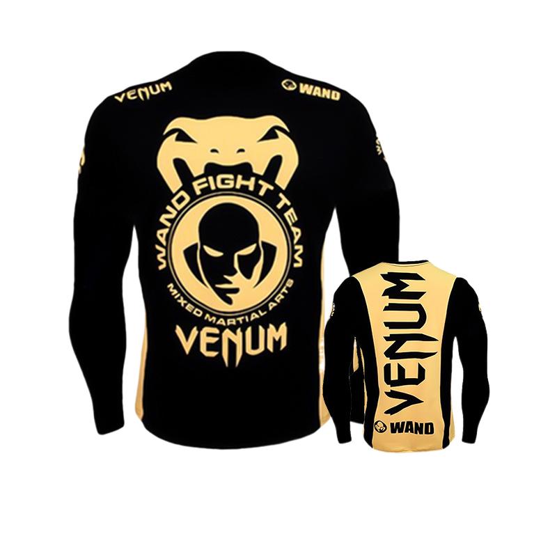 Boxing Shirt Muay Thai Tight Long Sleeve Fitness Training Combat Running Fighting T-Shirt Martial Arts Sportswear Venom Top