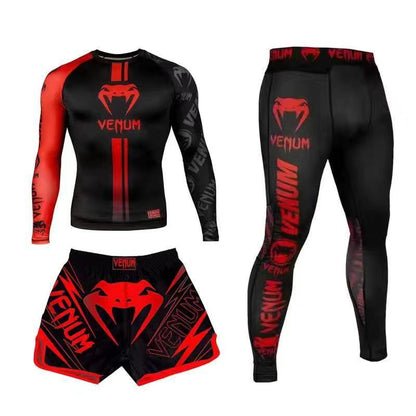 New Boxing Pants Combat MMA Mixed Martial Arts UFC Running Sports Training Quick-Dry Pants Venom Three-Piece Set