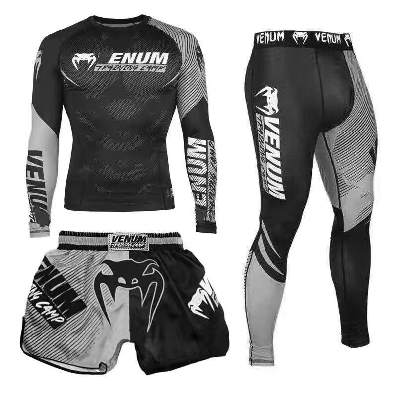 New Boxing Pants Combat MMA Mixed Martial Arts UFC Running Sports Training Quick-Dry Pants Venom Three-Piece Set