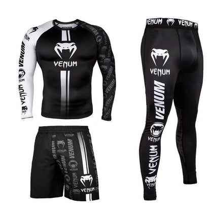 New Boxing Pants Combat MMA Mixed Martial Arts UFC Running Sports Training Quick-Dry Pants Venom Three-Piece Set