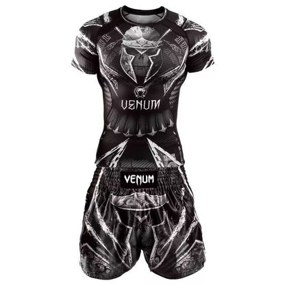 New Boxing Pants Combat MMA Mixed Martial Arts UFC Running Sports Training Quick-Dry Pants Venom Three-Piece Set