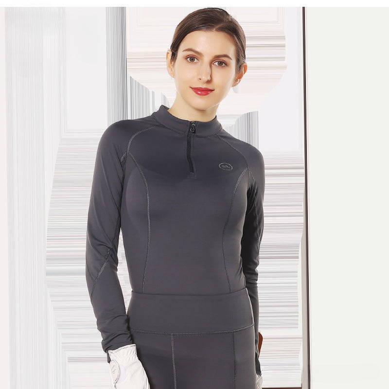 Women's Long-Sleeved T-shirt Spring and Summer Riding High Elastic Nude Feel Comfortable Slimming Knight Clothes http://detail.1688.com/offer/677264973259.html