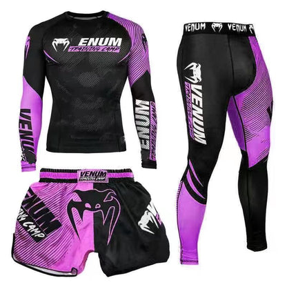 New Boxing Pants Combat MMA Mixed Martial Arts UFC Running Sports Training Quick-Dry Pants Venom Three-Piece Set