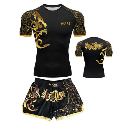 Boxing Training Wear Muay Thai Boxing Clothes Shorts Men's UFC Sanda Quick-Drying Short-Sleeved T-shirt Customization