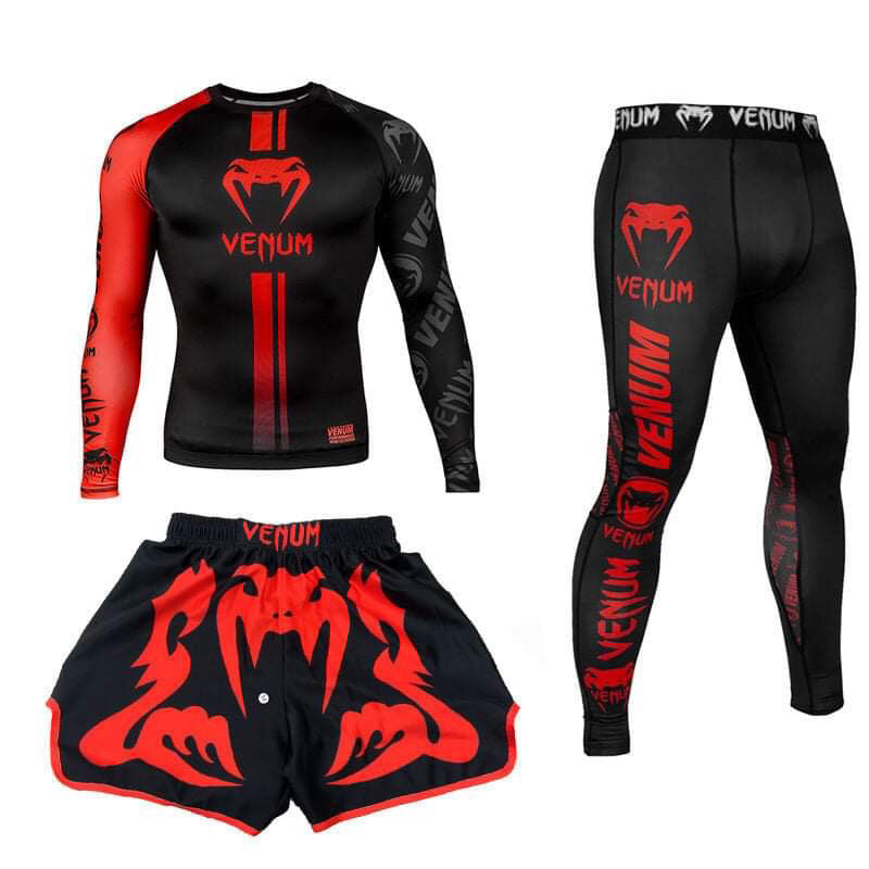 New Boxing Pants Combat MMA Mixed Martial Arts UFC Running Sports Training Quick-Dry Pants Venom Three-Piece Set