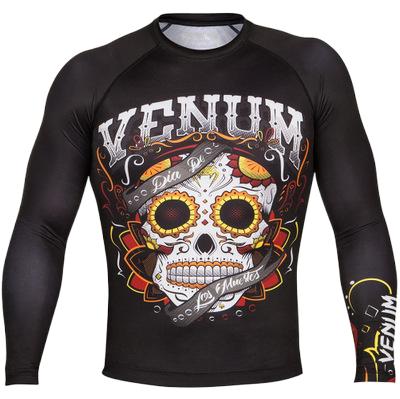 Boxing Shirt Muay Thai Tight Long Sleeve Fitness Training Combat Running Fighting T-Shirt Martial Arts Sportswear Venom Top