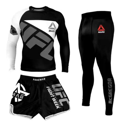 New Boxing Pants Combat MMA Mixed Martial Arts UFC Running Sports Training Quick-Dry Pants Venom Three-Piece Set