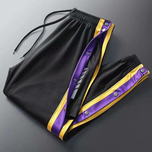 Buttoned Pants Men Full Button Basketball Training Summer Sports Long Pants Button Quick Release Breathable Performance Pants Side Button Pants SURPHY