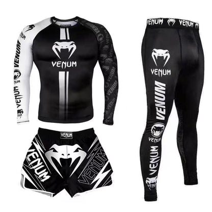 New Boxing Pants Combat MMA Mixed Martial Arts UFC Running Sports Training Quick-Dry Pants Venom Three-Piece Set