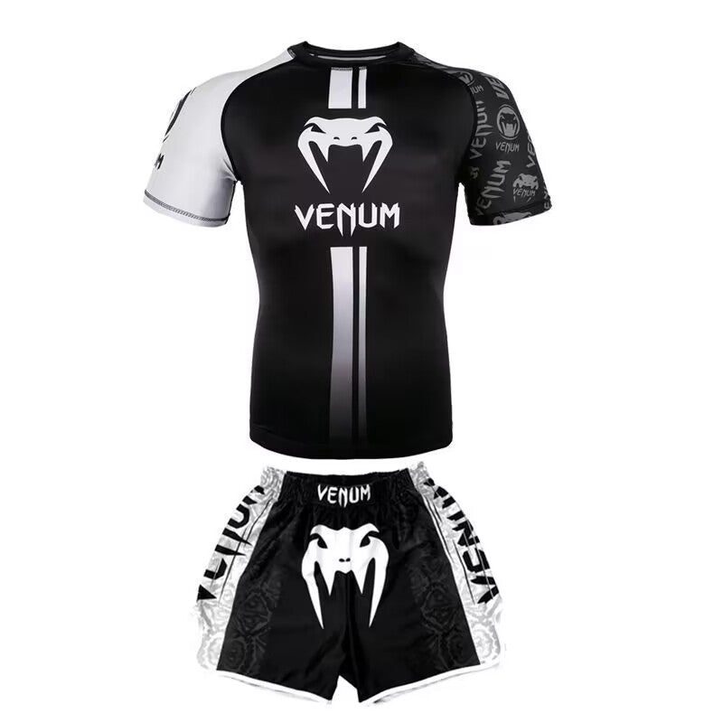 New Boxing Pants Combat MMA Mixed Martial Arts UFC Running Sports Training Quick-Dry Pants Venom Three-Piece Set