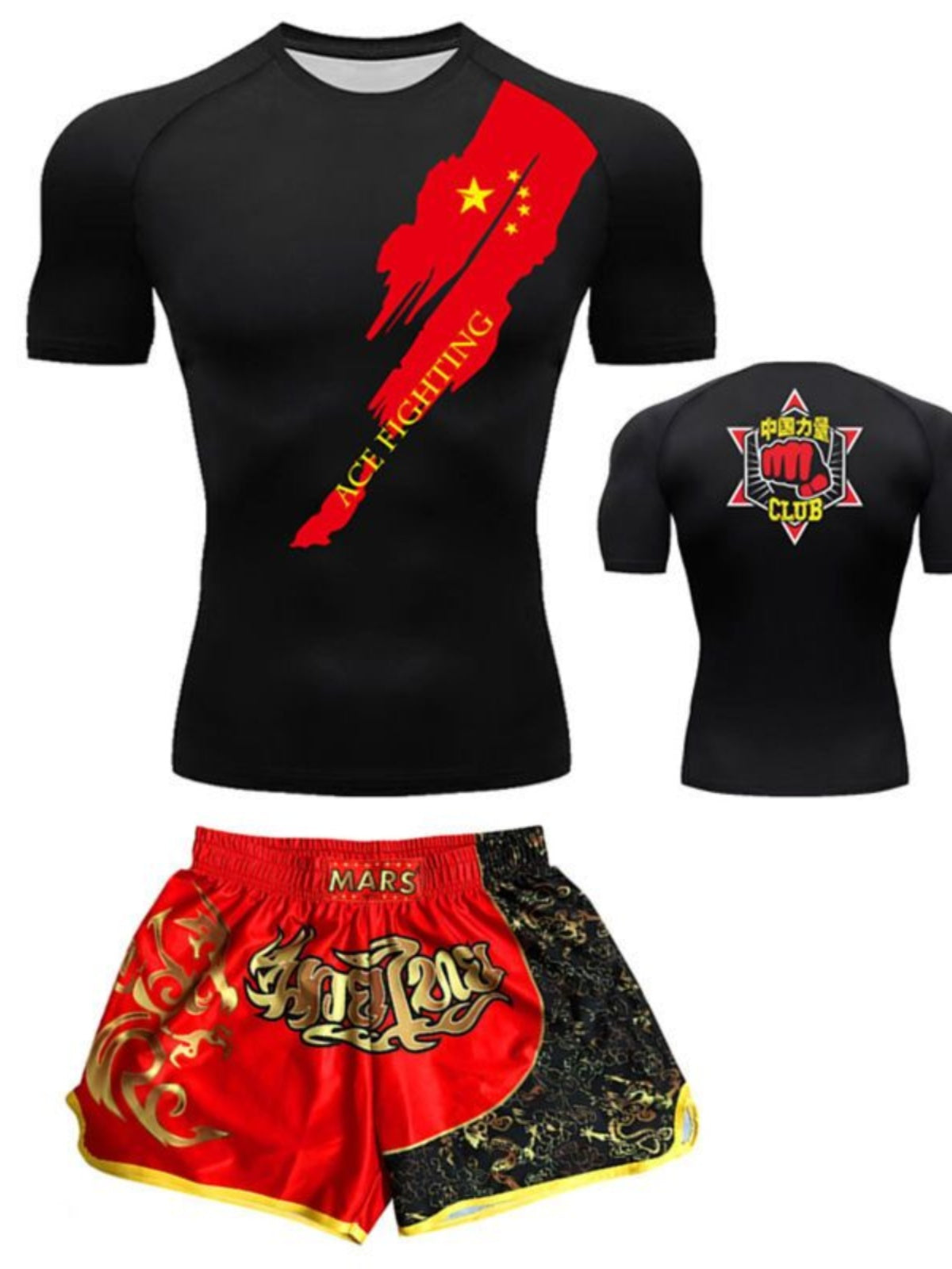 Boxing Training Wear Muay Thai Boxing Clothes Shorts Men's UFC Sanda Quick-Drying Short-Sleeved T-shirt Customization