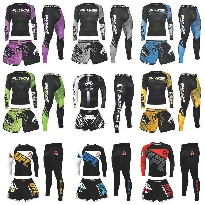 New Boxing Pants Combat MMA Mixed Martial Arts UFC Running Sports Training Quick-Dry Pants Venom Three-Piece Set