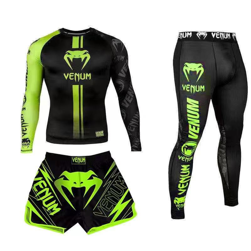 New Boxing Pants Combat MMA Mixed Martial Arts UFC Running Sports Training Quick-Dry Pants Venom Three-Piece Set