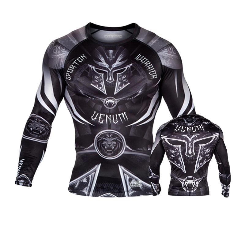 Boxing Shirt Muay Thai Tight Long Sleeve Fitness Training Combat Running Fighting T-Shirt Martial Arts Sportswear Venom Top