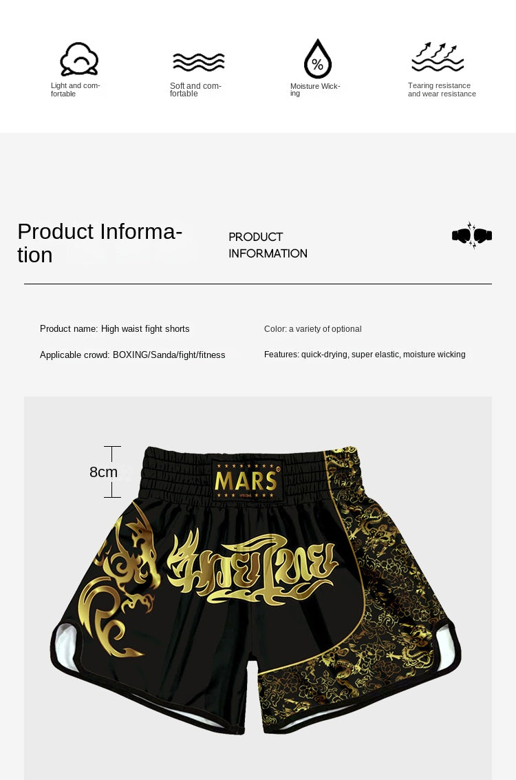 Muay Thai High Waist Shorts Boxing Freestyle Fighting Pants Unisex Mixed Martial Arts Sanda UFC Training Uniform Customizable