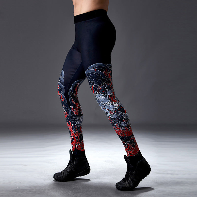 Leggings, men's fitness, yoga trousers, quick dry training, running sports, high compression, basketball, sweat-wicking leggings - SURPHY