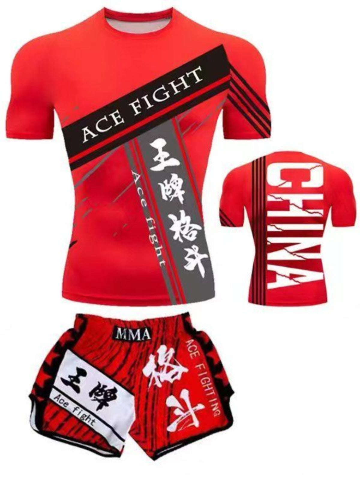 Boxing training clothes Muay Thai shorts men/women/children UFC Sanda fighting MMA children's short-sleeved T-shirt suit customization