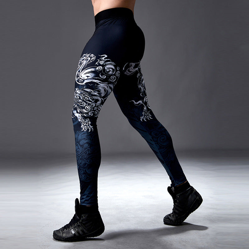 Leggings, men's fitness, yoga trousers, quick dry training, running sports, high compression, basketball, sweat-wicking leggings - SURPHY