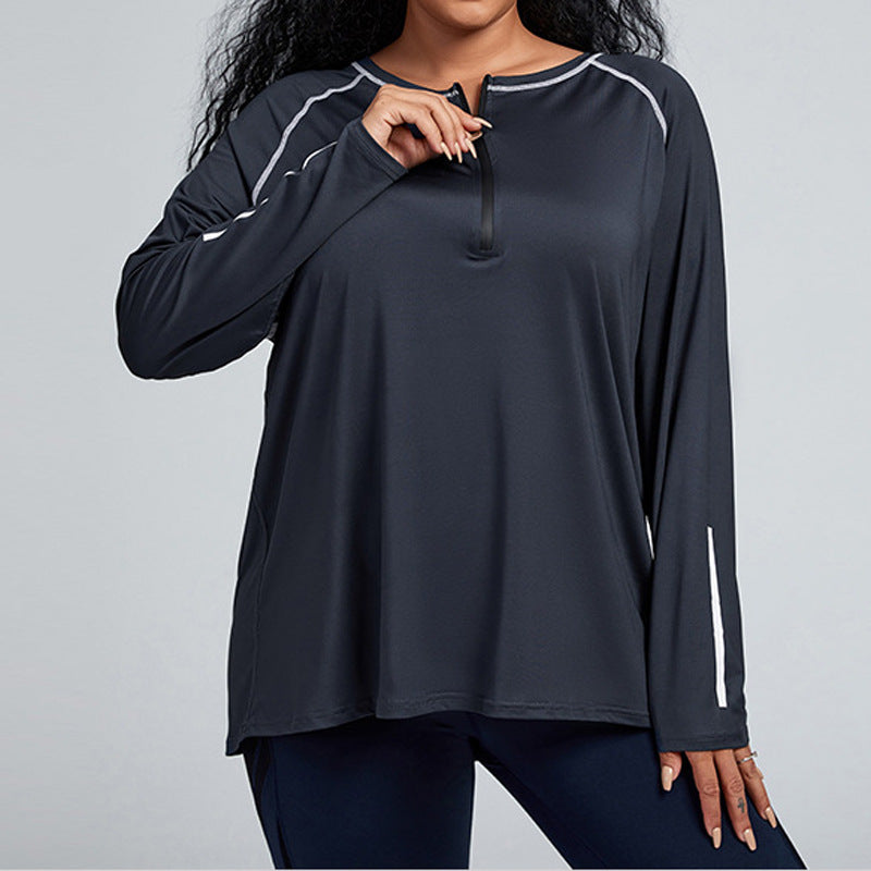 Wholesale Plus Size Plus Size Long Sleeve Sports Yoga Loose Quick-Dry Tops Gym Sets Women's Sweatshirts SURPHY