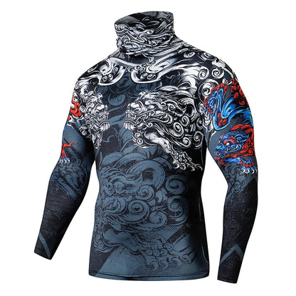 Outdoor mask, cycling, tight yoga gym suit, long sleeve night running scarf, sun and dust protection, high elastic quick-drying top - SURPHY