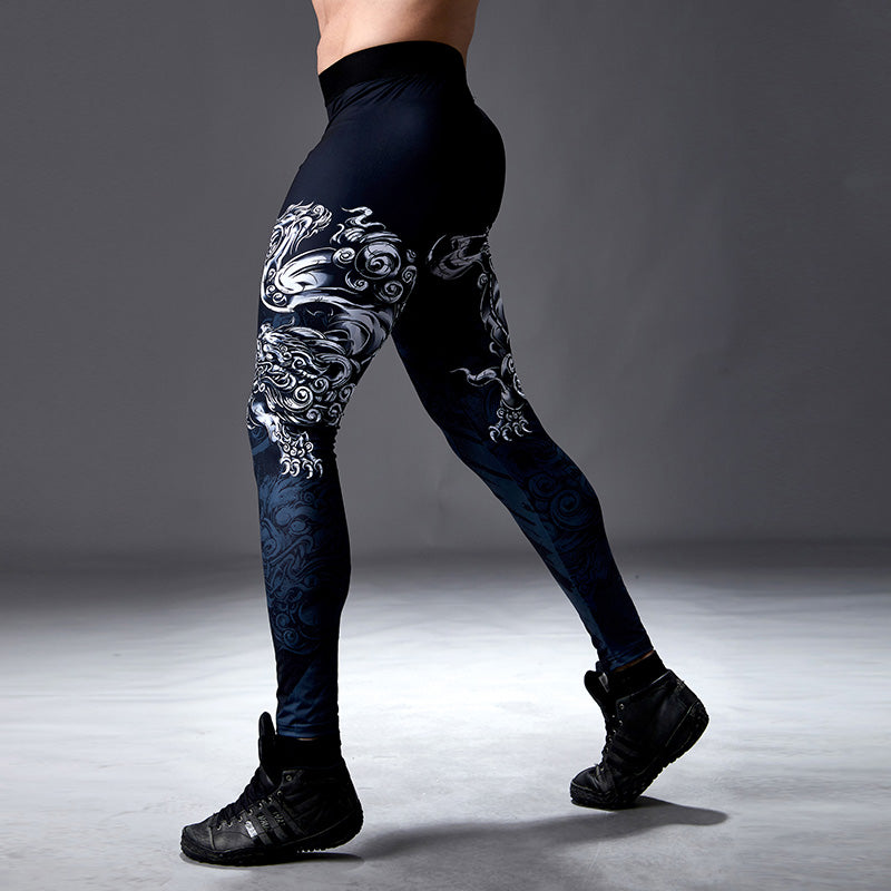 Leggings, men's fitness, yoga trousers, quick dry training, running sports, high compression, basketball, sweat-wicking leggings - SURPHY