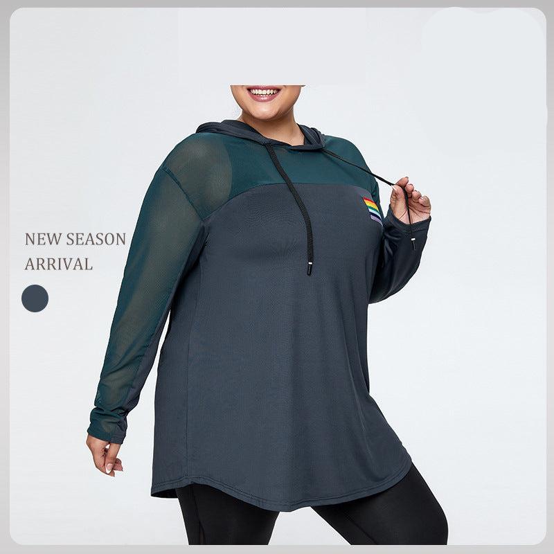 European and American oversized sports tops women's loose fat mm breathable quick-drying long-sleeved thin outdoor yoga clothes SURPHY