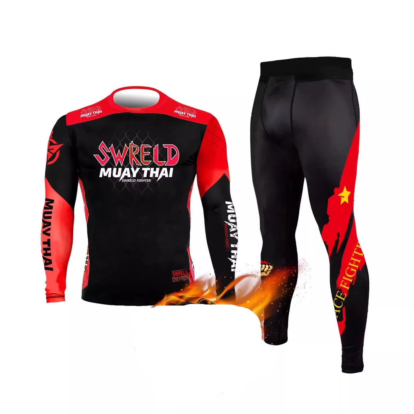 Fleece cycling suit set long sleeve men's autumn and winter cycling trousers, men's and women's cycling equipment, quick-drying clothes - SURPHY