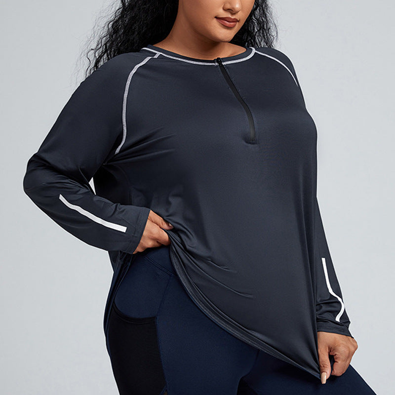 Wholesale Plus Size Plus Size Long Sleeve Sports Yoga Loose Quick-Dry Tops Gym Sets Women's Sweatshirts SURPHY