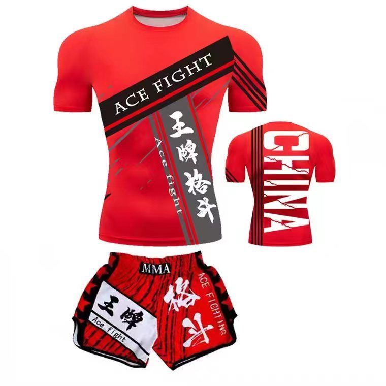 Boxing training clothes Muay Thai shorts men/women/children UFC Sanda fighting MMA children's short-sleeved T-shirt suit customization