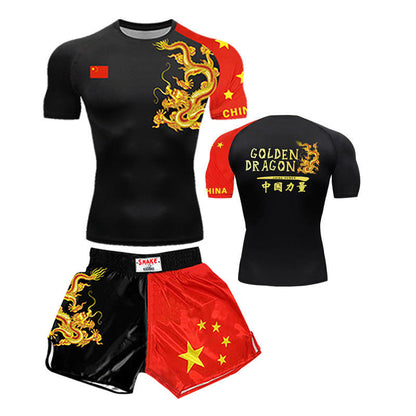 Boxing training clothes Muay Thai shorts men/women/children UFC Sanda fighting MMA children's short-sleeved T-shirt suit customization