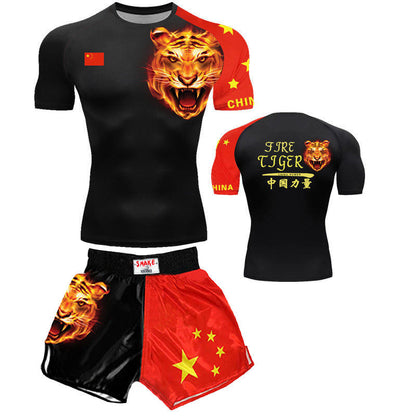 Boxing training clothes Muay Thai shorts men/women/children UFC Sanda fighting MMA children's short-sleeved T-shirt suit customization