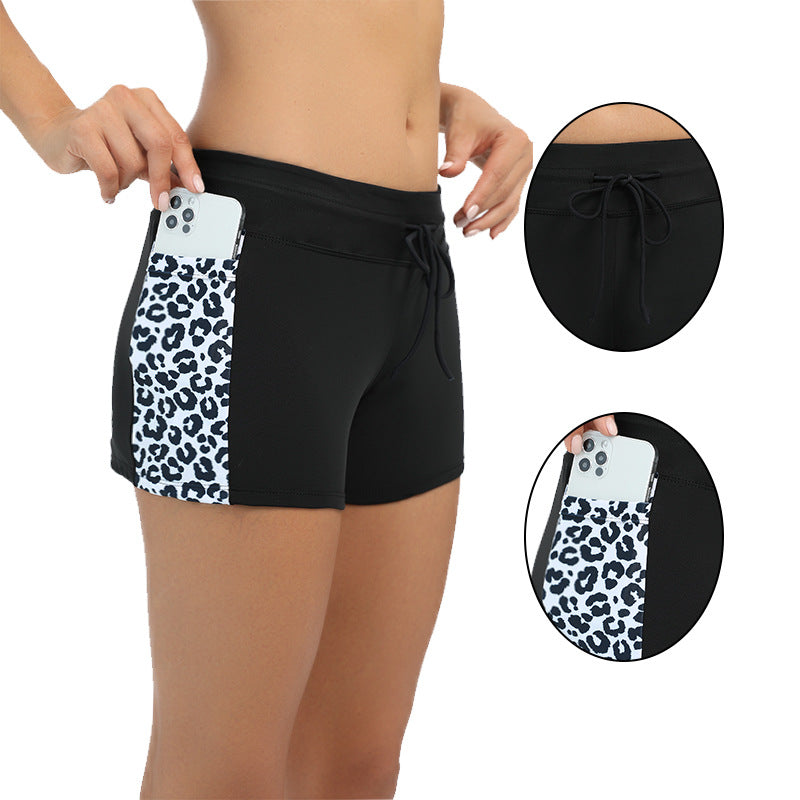 Beach anti-snuggling women's swim trunks, high-waisted swimsuit bottoms, drawstring swim shorts, running, workout, diving multi-purpose pants - SURPHY