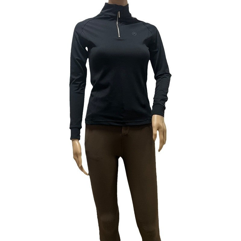 Customized Spring and Autumn Horse Riding Long Sleeve Tight Zipper Women's T-shirt Stand Collar High Elastic Nude Feel Equestrian Clothes SURPHY