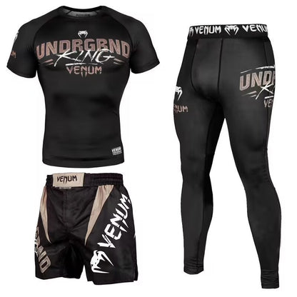 New Boxing Pants Combat MMA Mixed Martial Arts UFC Running Sports Training Quick-Dry Pants Venom Three-Piece Set