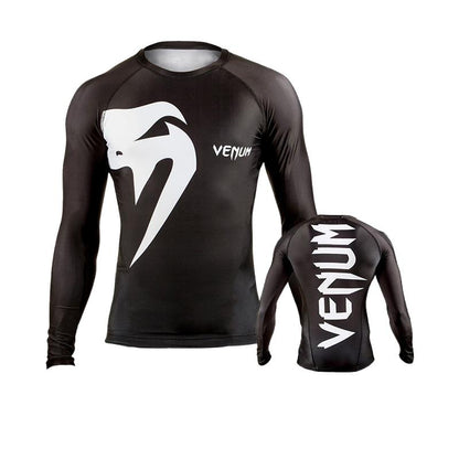 Boxing Shirt Muay Thai Tight Long Sleeve Fitness Training Combat Running Fighting T-Shirt Martial Arts Sportswear Venom Top