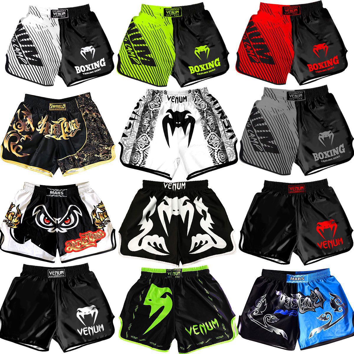 Venom Training Suit UFC Set Men's Boxing Compression Quick-Dry Clothing Muay Thai Fighting Short Sleeve Shorts Gym Combat