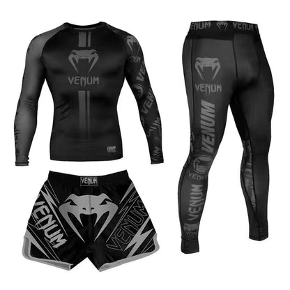 New Boxing Pants Combat MMA Mixed Martial Arts UFC Running Sports Training Quick-Dry Pants Venom Three-Piece Set