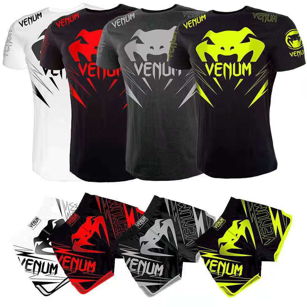 Sanda Training Wear UFC Suit Men's Boxing Tight Quick Drying Clothes Thai Boxing Short Sleeve Shorts Gym Fighting