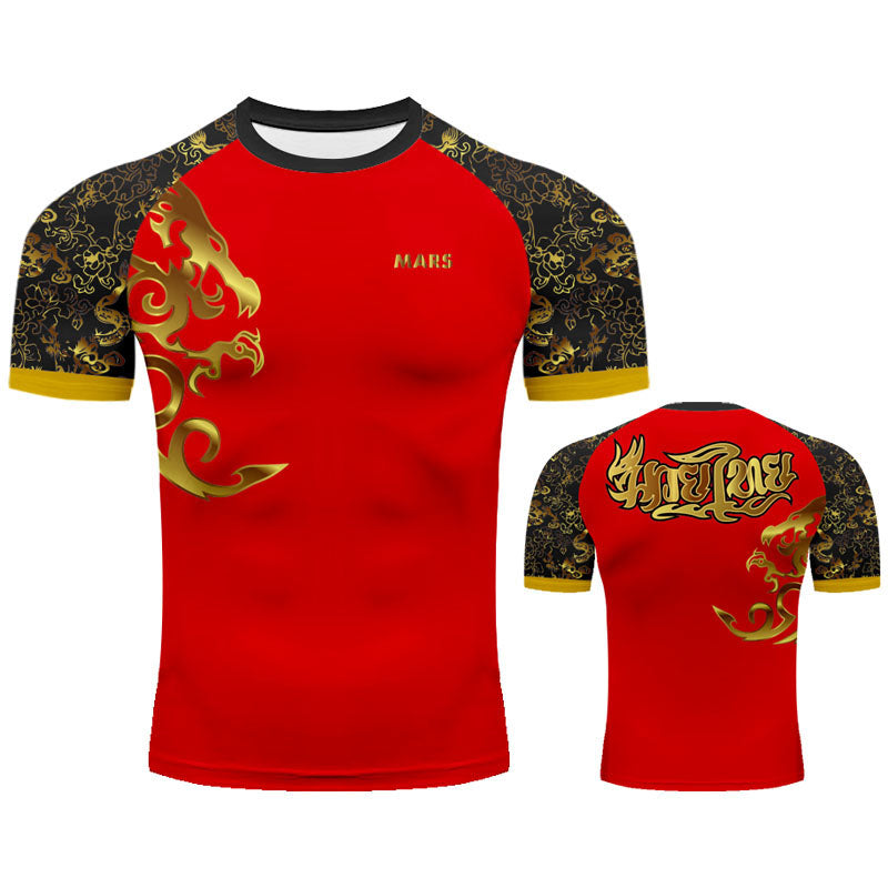 Customized Professional Children's Comprehensive Fighting Suit Boxing Sanda Training Wear Free Muay Thai Boxing Clothes Short Sleeve Two-Piece Suit