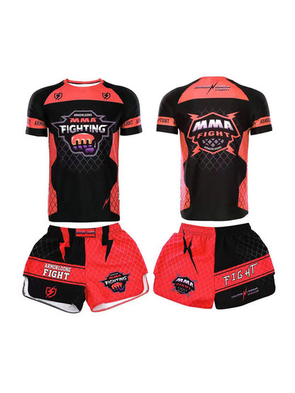 Customized Professional Children's Comprehensive Fighting Suit Boxing Sanda Training Wear Free Muay Thai Boxing Clothes Short Sleeve Two-Piece Suit