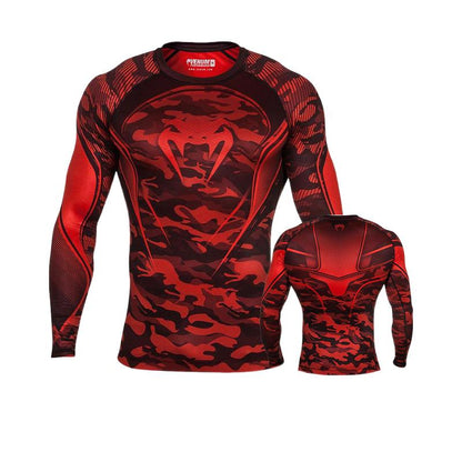 Boxing Shirt Muay Thai Tight Long Sleeve Fitness Training Combat Running Fighting T-Shirt Martial Arts Sportswear Venom Top