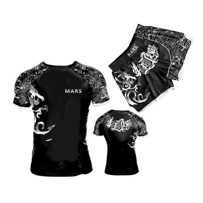 Sanda Training Wear UFC Suit Men's Boxing Tight Quick Drying Clothes Thai Boxing Short Sleeve Shorts Gym Fighting