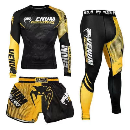 New Boxing Pants Combat MMA Mixed Martial Arts UFC Running Sports Training Quick-Dry Pants Venom Three-Piece Set