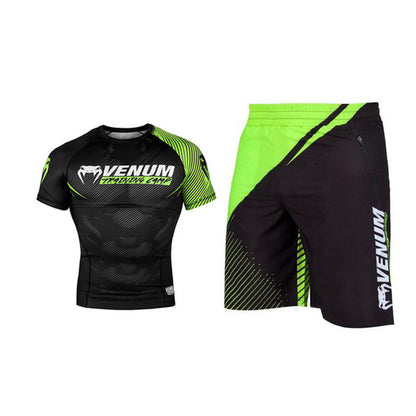 Sanda Training Wear UFC Suit Men's Boxing Tight Quick Drying Clothes Thai Boxing Short Sleeve Shorts Gym Fighting