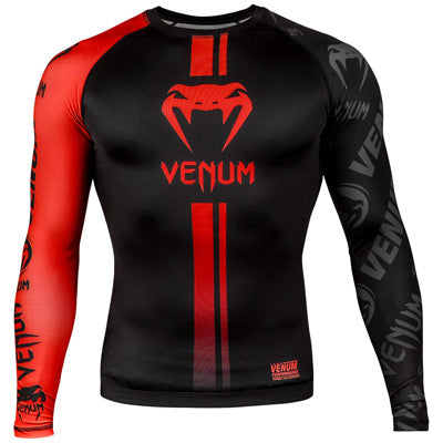 Boxing Shirt Muay Thai Tight Long Sleeve Fitness Training Combat Running Fighting T-Shirt Martial Arts Sportswear Venom Top