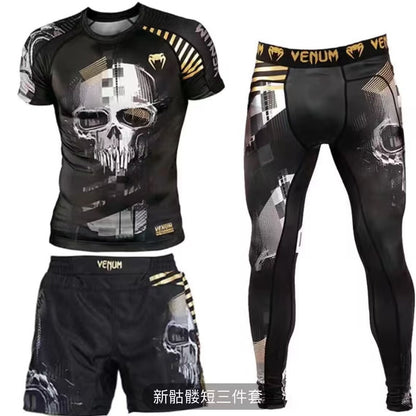 New Boxing Pants Combat MMA Mixed Martial Arts UFC Running Sports Training Quick-Dry Pants Venom Three-Piece Set