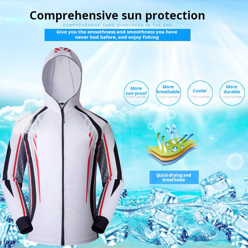 Sports outdoor fishing UV protection clothing sun protection clothing fishing clothing men's sea fishing camouflage zipper hoodie - SURPHY